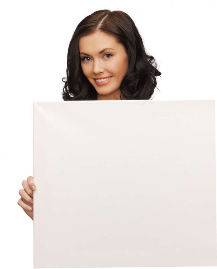 firestock woman board 10102013 700x867 Брюнетка с плакатом   Brunette with a poster