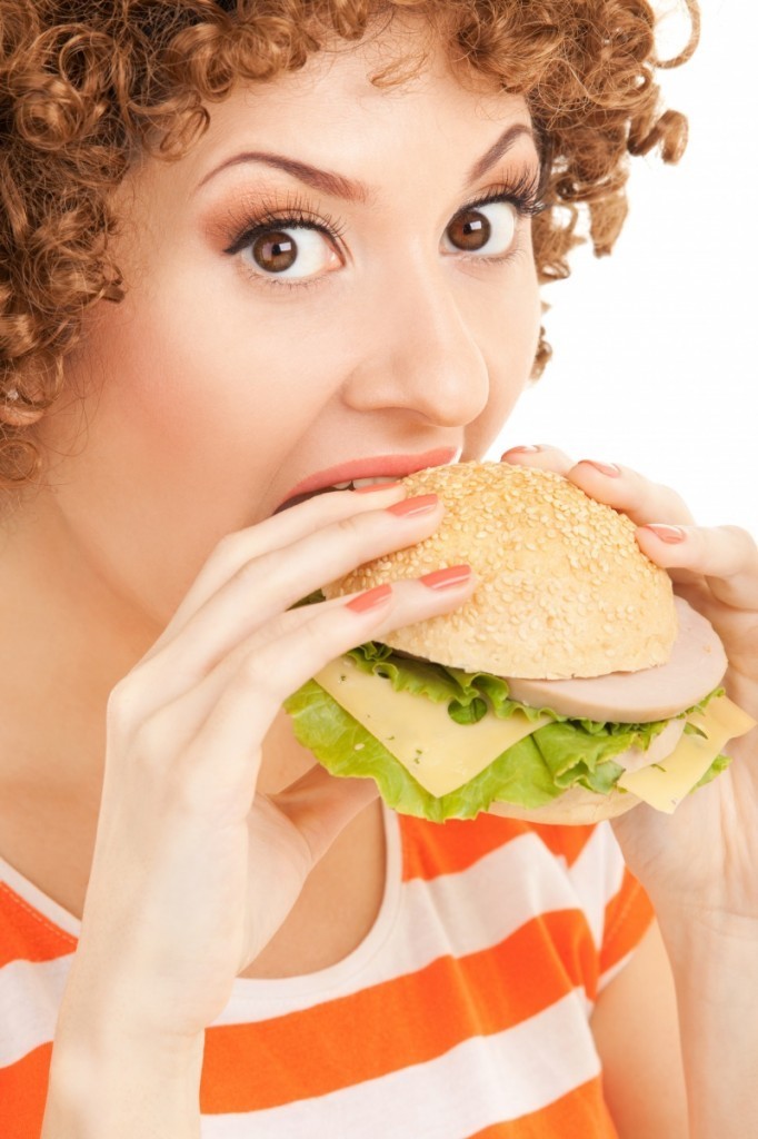 firestock woman food 11102013 682x1024 Девушка с гамбургером   Girl with a hamburger