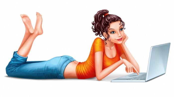 Fotolia 11185401 L1 700x391 Девушка за ноутбуком   Girl behind the laptop