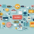 Торгово - экономическая иллюстрация - Commerce and savings flat illustration