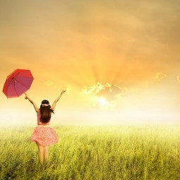 Девушка с зонтом в поле - Girl with umbrella in the field