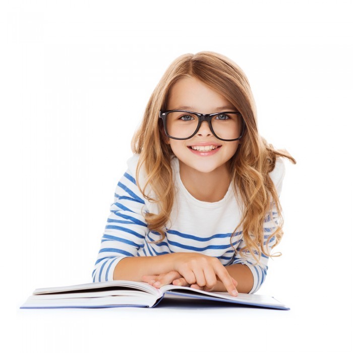 shutterstock 164480216 700x700 Девочка в очках за книгой   Girl in glasses with a book