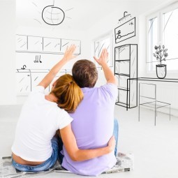 Пара в будущих апартаментах - Couple in the future apartment