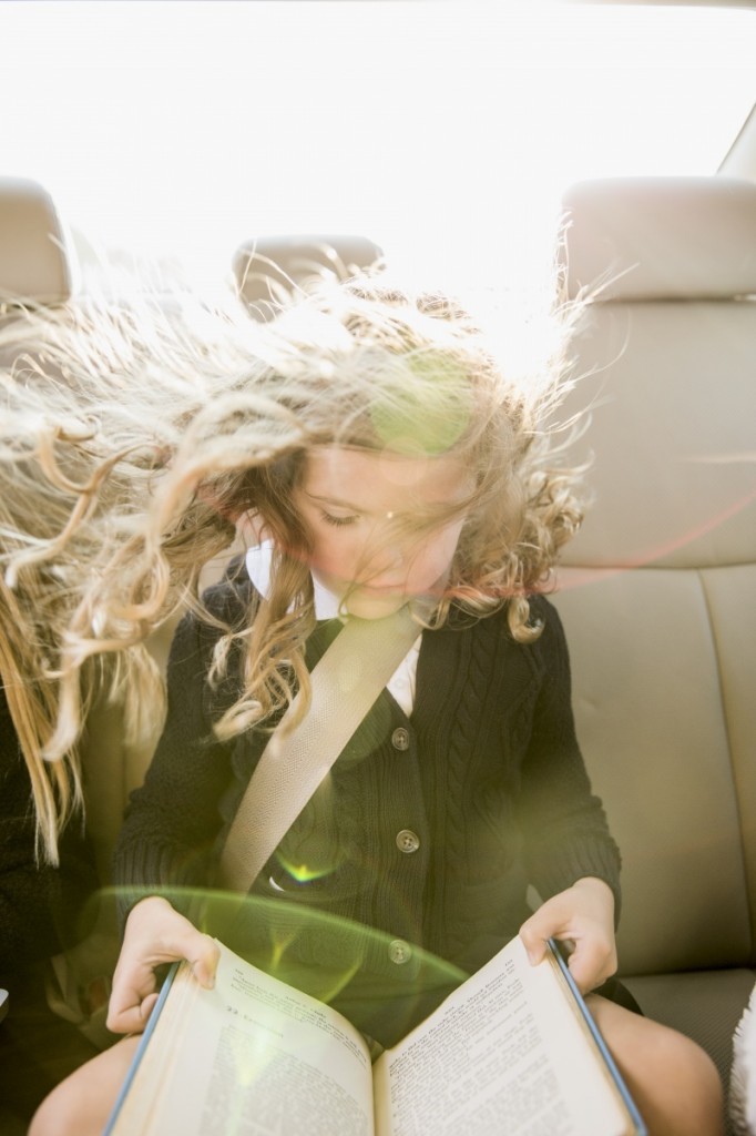 backtoschool1 682x1024 Девочка с книгой в машине   Girl with a book in the car