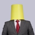 Бизнесмен с ведром на голове - Businessman with a bucket on his head