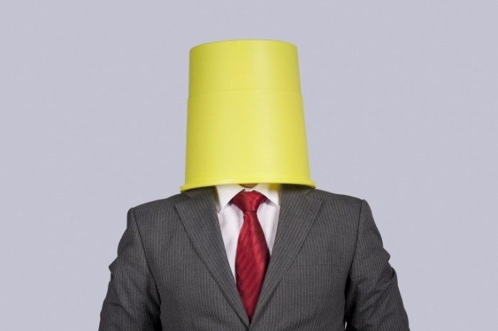 bigstock businessman with a bucket on h 15475226 700x466 Бизнесмен с ведром на голове   Businessman with a bucket on his head