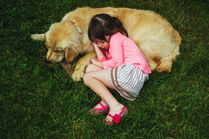 611ded288eda03f 700x466 Ребенок лежит возле собаки   Child lying near the dog