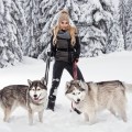 Girl with dogs in the winter forest - Девушка с собаками в зимнем лесу