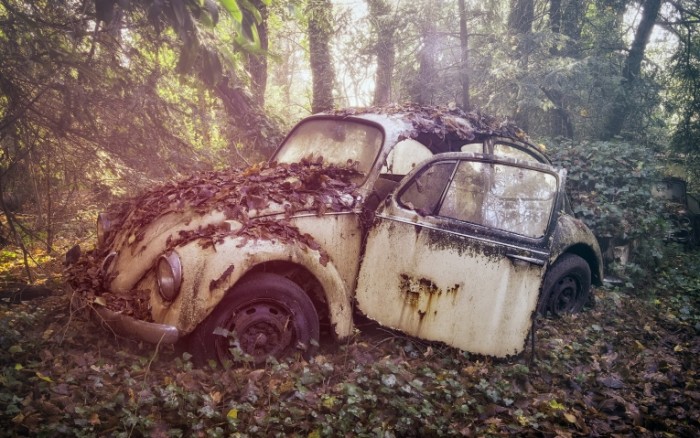 masina lom fon 700x438 Ретро машина в листве   Retro car in a foliage