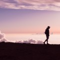 Человек на горе, облака - Man on the mountain, clouds