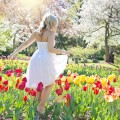 Девушка среди тюльпанов, луг, Голландия - Girl among tulips, meadow, Holland