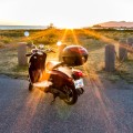 Старинный мопед, закат, поле - Ancient moped, sunset, field