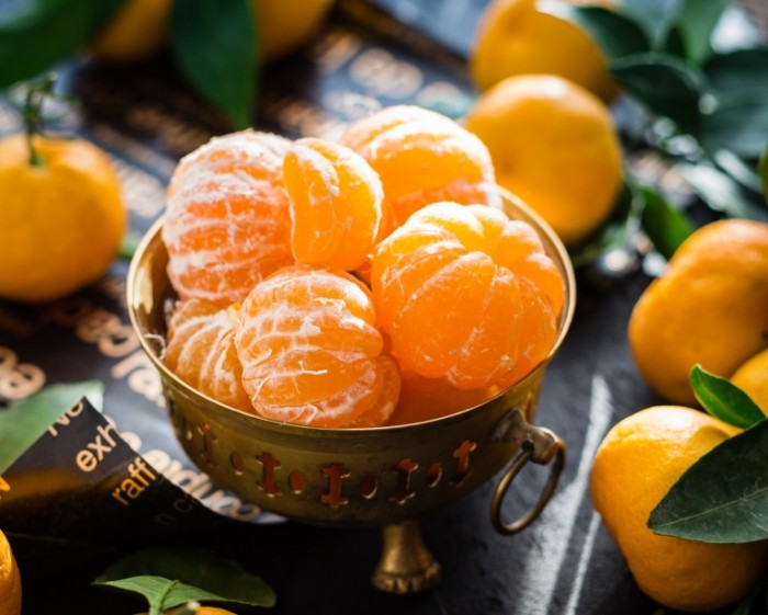  Почищенные мандарины, макро, фрукты   Peeled tangerines, macro, fruit