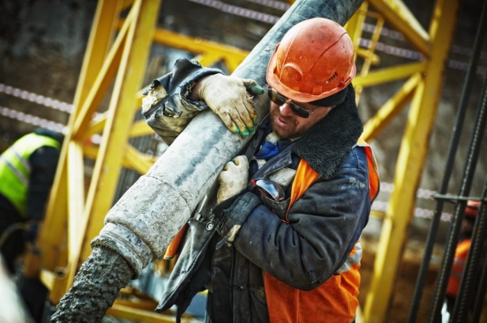  Стройка, заливка бетона, бетонные работы, строитель   Construction, pouring concrete, concrete work, builder